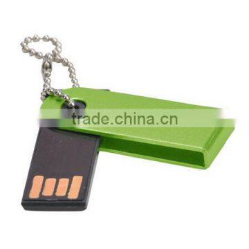 wholesale 2.0 MIni swivel metal usb stick with keyring