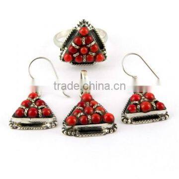 Top Class Galaxy Queen !! Coral 925 Sterling Silver Jewellery Set, ashapurajewels.com !! Fresh Silver Jewellery