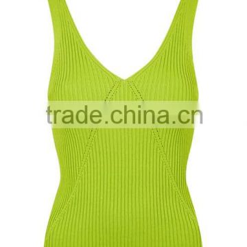 2016 Women Clean V-Neck Ribbed Vest HSS3032