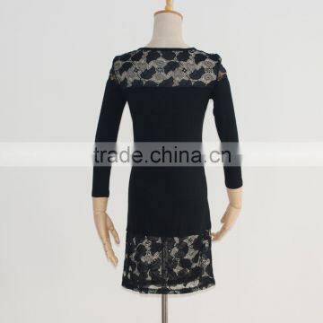 Autumn Fall Dress Woman Trendy Cotton Dress With Lace Joining Together Supplier's Choice photo-4