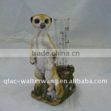 Polyresin meerkat with rain gauge