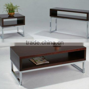 Modern Coffee Table Set/ Wooden Coffee Table and End Table with Metal Leg