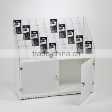 Clear Acrylic Brochure Display Rack with Base Cabinet