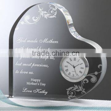 Heart Shaped Desktop Acrylic Trophy Crystal Trophy with Watch                        
                                                Quality Choice