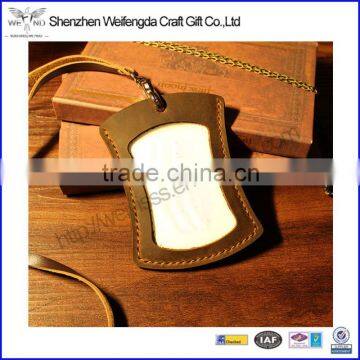 High quality genuine Leather retro working card holder with leather strap