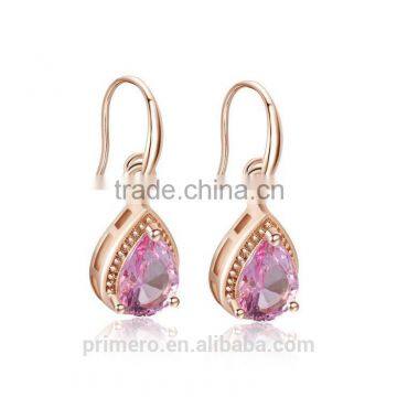 New Fashion 18K Gold Filled Pink Kundan Zircon Gems Necklace Earrings Jewelry Set photo-3