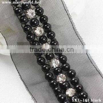 black stretch rhinestone pearl trim(YKL-161 black)