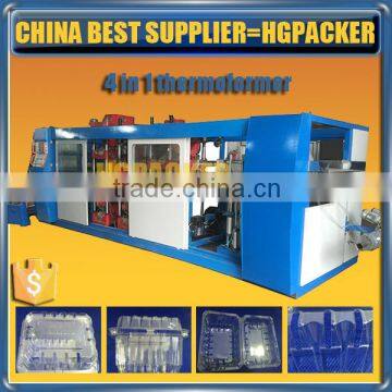 HGPACKER pp ps pvc pet apet material four station thermoforming machine