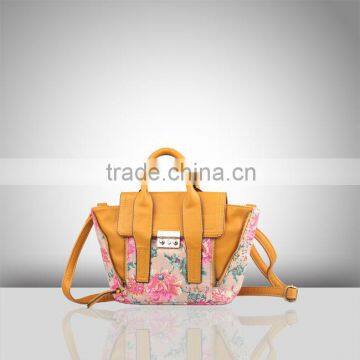 2491-Hot fashion handbags pu handbags ladies with flower printing