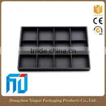 Custom black pu leather stackable ring display trays