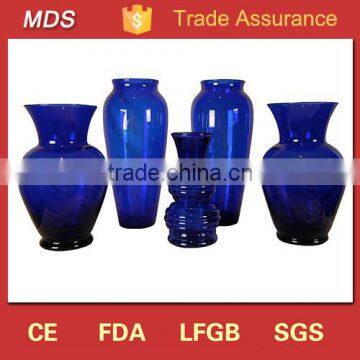 Dark Blue Glass Vase With Wide Caliber And Big Belly                        
                                                Quality Choice