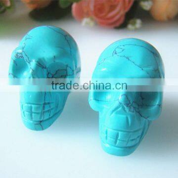 50mm semi precious stone turquoise skull carving