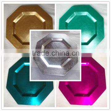 10.6" Gold Foil Octagon Plastic Charger Plate