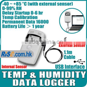 Internal External Sensor 99% RH Temperature Humidity Data logger Recorder