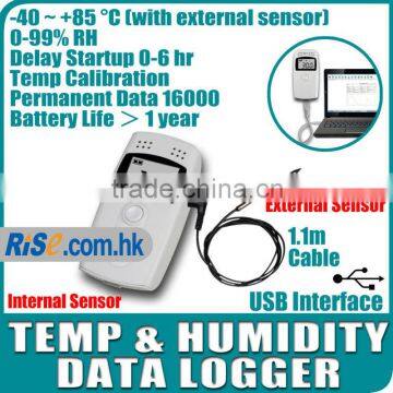 Internal External Sensor 99% RH Temperature Humidity Data Logger Recorder
