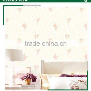 buy foaming non woven wallpaper, yellow pastoral floral wall paper for entertainment , elegant wall mural contractor