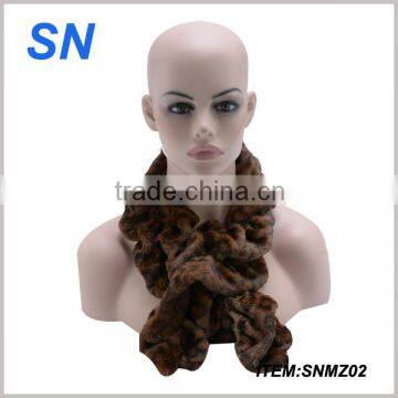 2014 winter fashion tiger print fur scarf