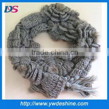 New product high quality fashion big flower knit scarf WJ-653