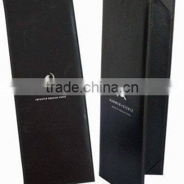 Black double wine menu holder / drinking menu cover