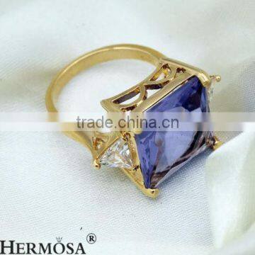 Luxury Rectangle Amethyst White Topaz18KGP Women Engagement Prom Partty Ring photo-3