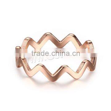 Rose gold color plated 4mm Stainless Steel Finger gold plated Ring
