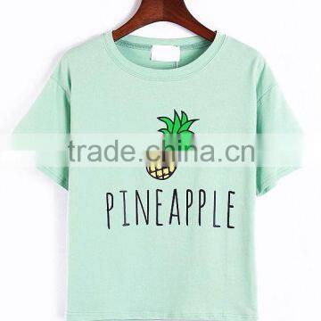 White Short Sleeve Fancy Custom Sublimation Pineapple Printing t Shirt Design photo-3