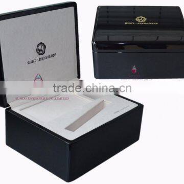 large black wooden pen packaging box with ink holder