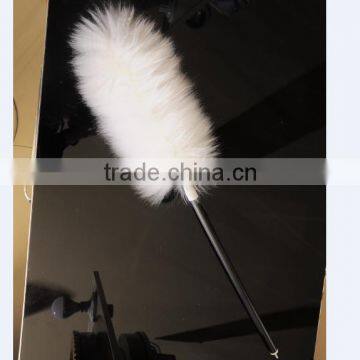 Car Care Lambswool Duster Sheepskin Wool Duster wood varnished handle cleaner