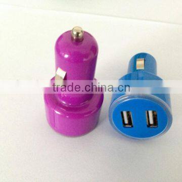 Blue LED 2000mA Dual Port Car Charger For Ipad with ABS Material