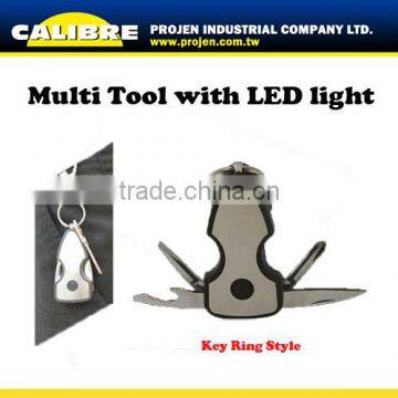 CALIBRE Promotion gift keyring keychian tool folding mini multi tool with led light