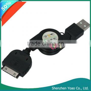 Black Retractable USB Data Cable For Apple