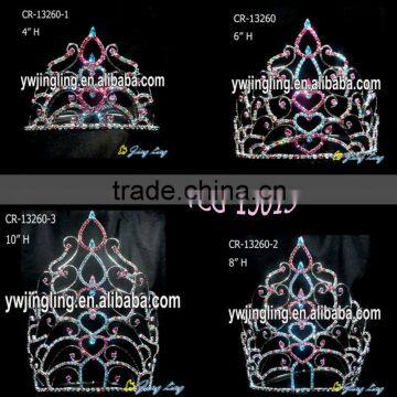 one set pageant crown sweet heart colored beauty queen crown