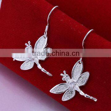 925 sterling silver hook dangle dragonfly earrings