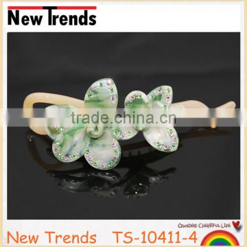 Light green cellulose acetate rhinestone flower hair accessories 2014