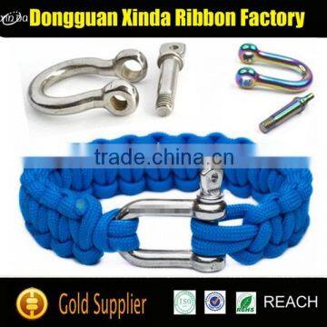Guangdong Supplier Stainless Steel Bow Shackle Paracord 550 Survival Bracelet