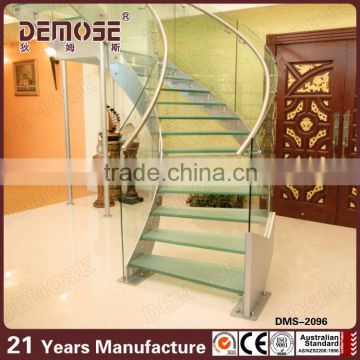 Interior Tempered Glass Panel Stairs,Indoor Stainless Steel Stair Railing,Staircase