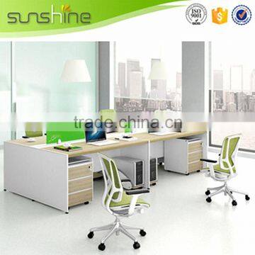 Furniture design workstation desks for 4 person green paint table partition with mobile pedestal