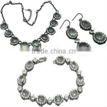 Fashion Hematite Plating with Crystal Jewelry Sets