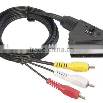 Scart Cable,Scart to 3RCA(OD 2.6+4+2.6)