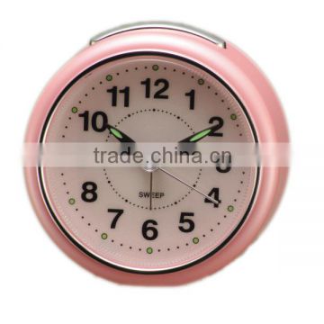 Pinky color Quiet round face analog Alarm clocks