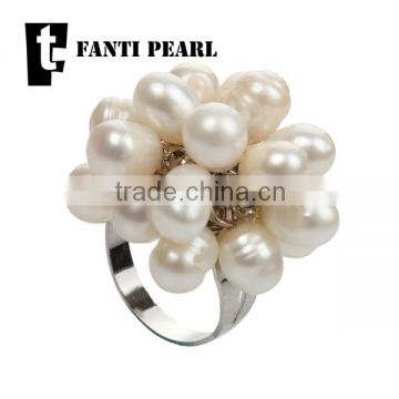 adjustable freshwater pearl ring size 925 sterling silver wholesale ring,pearl ring designs