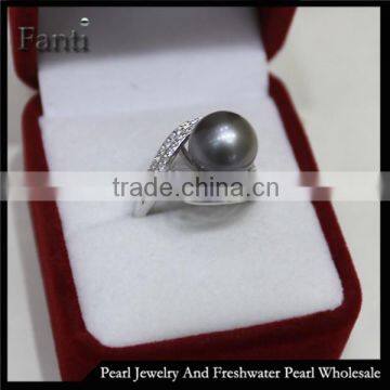 black pearl price natural fashion pearl round ring real 925 silver ring