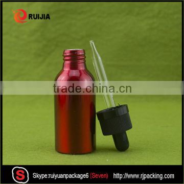 30ml red aluminum dropper bottle with childproof cap for cosmetic hot selling