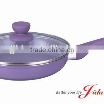 Forged aluminum colorful ceramic non stick coating deep fry pan with lid and induction bottom(MODEL JD-FJG29)