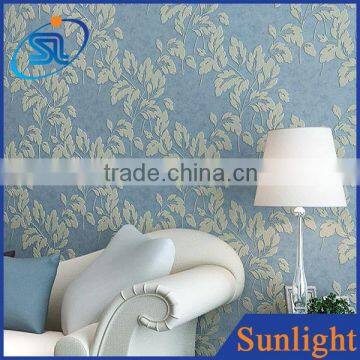 3D pastoral study bedroom wallpaper non-woven wallpaper leaf pattern wallpaper