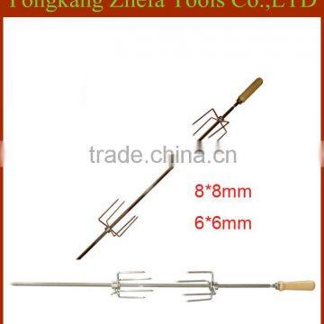 Chicken Rotisserie Spit BBQ Long Skewer with 2 claws 8*8mm