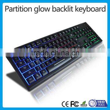Three Colors Backlit Usb Wired Partition Flash Office/net Bar Keyboard photo-4