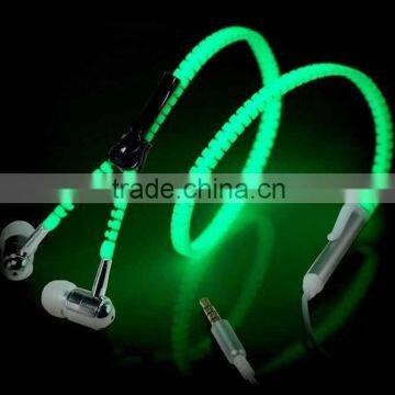 Earphones Zip Zipper Style , With Built in MIC Hands free Tangle Free