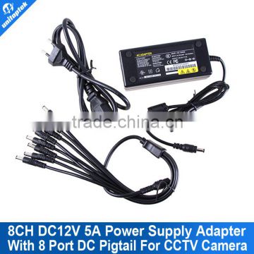 12V 5A AC Adapter 8 Port Power Supply For The Camera