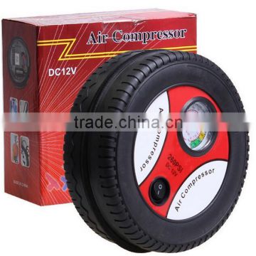 Hot sale Tire round shape small Digital tire inflator/12V Air Compressor Car Portable Tyre Inflator /Portable inflator